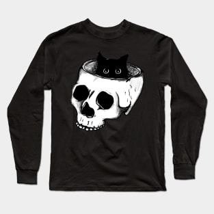 Black Cat Skull Long Sleeve T-Shirt